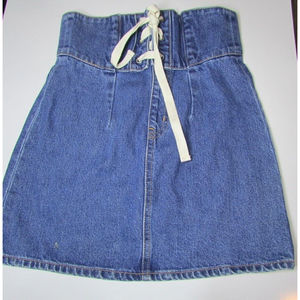 Moussy Pleated Midi Lace Up Denim Jean Skirt Women's Size 1
